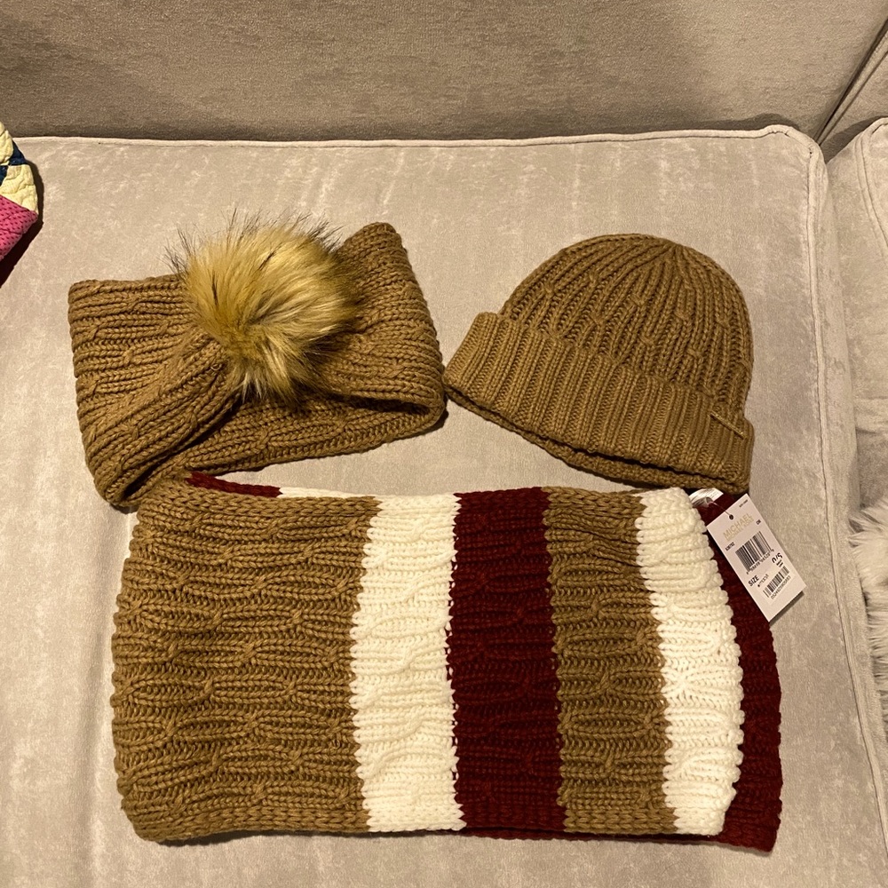 Michael Kors Scarf, hat & Headband Set